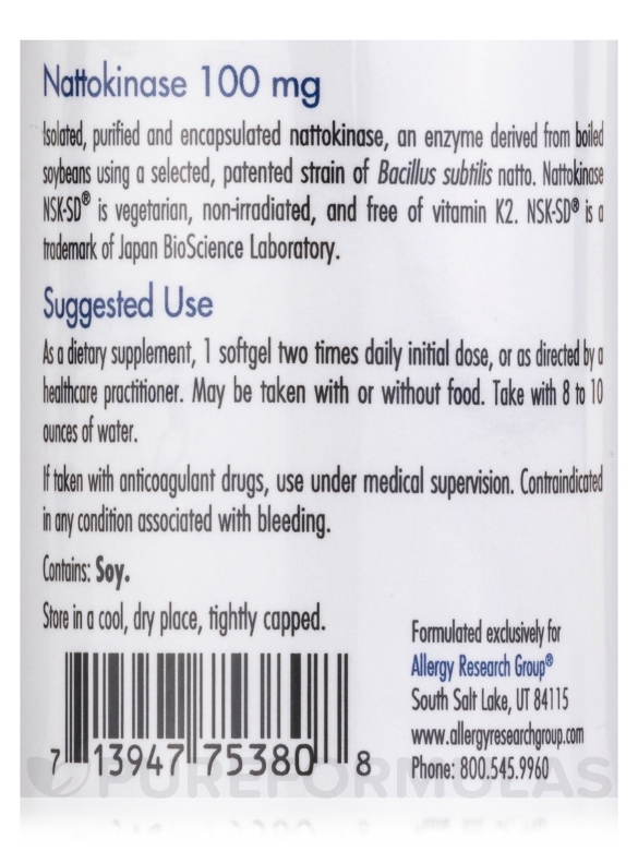 Nattokinase NSK-SD® 100 mg - 180 Softgels - Alternate View 4