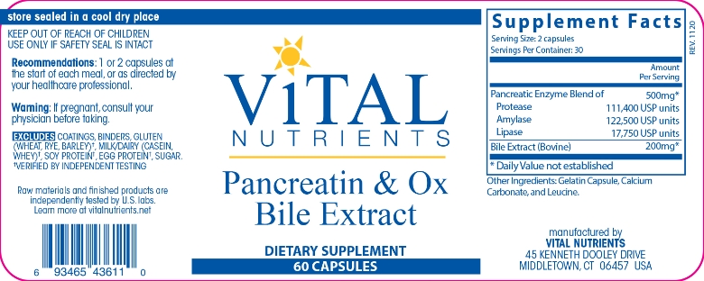 Pancreatin & Ox Bile Extract - 60 Capsules - Alternate View 3