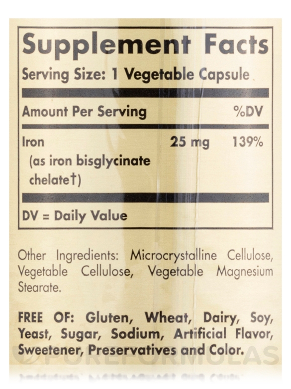 Gentle Iron® (Iron Bisglycinate) 25 mg - 180 Vegetable Capsules - Alternate View 4