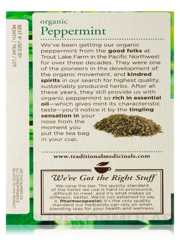 Organic Peppermint Tea - 16 Tea Bags - Alternate View 7