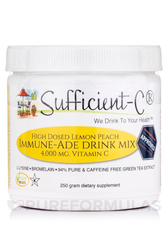 Sufficient-C® High Dose Vitamin C Lemon Peach Immune-Ade Drink Mix - 250 Grams