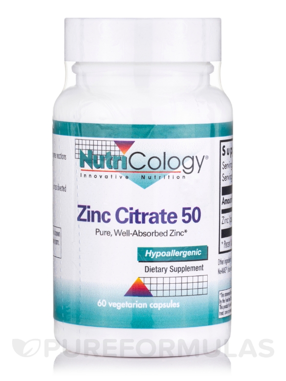 Zinc Citrate 50 mg - 60 Vegetarian Capsules