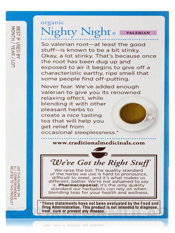 Organic Nighty Night Valerian Tea - 16 Tea Bags - Alternate View 7