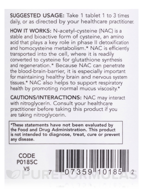 NAC (N-Acetyl-Cysteine) 1000 mg - 120 Tablets - Alternate View 4