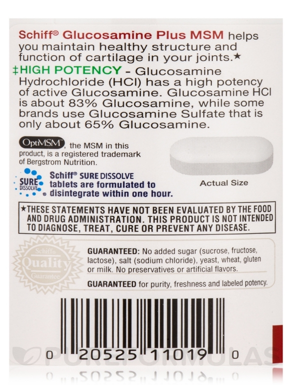 Glucosamine 1500 mg Plus MSM 1500 mg and Hyaluronic Acid - 150 Coated Tablets - Alternate View 4