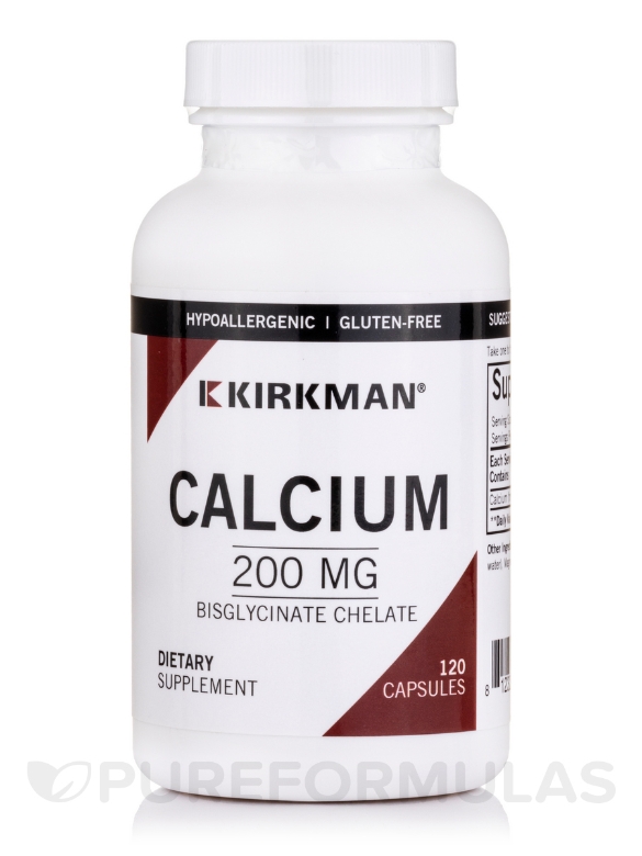 Calcium 200 mg w/o Vitamin D -Hypoallergenic - 120 Capsules