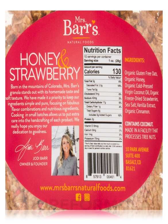 Honey & Strawberry Granola - 10 oz (283 Grams) - Alternate View 2