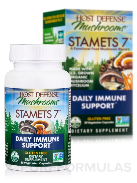 Organic Stamets 7® - 30 Vegetarian Capsules - Alternate View 1