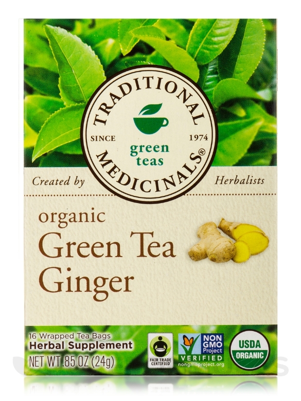 Organic Green Tea with Ginger - 16 Tea Bags - Alternate View 1