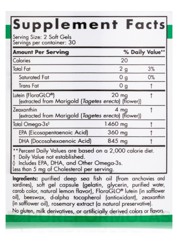 ProDHA™ Eye (with Lutein & Zeaxanthin) 1000 mg - 60 Soft Gels - Alternate View 3