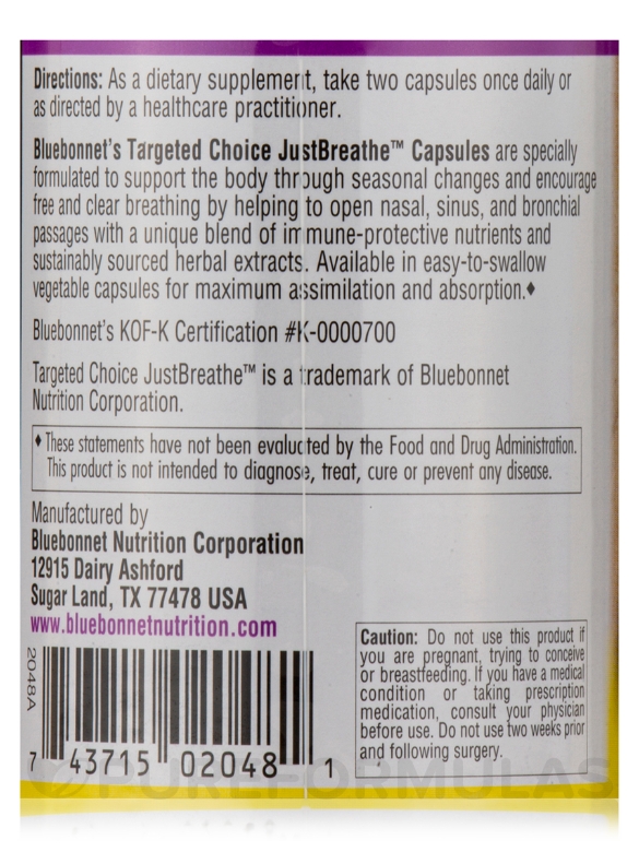 Targeted Choice® Just Breathe™ - 30 Vegetable Capsules - Alternate View 4