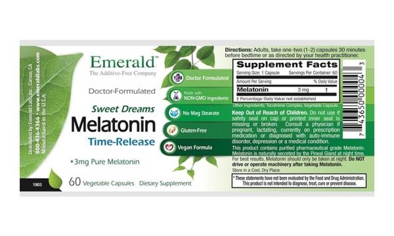 Sweet Dream Melatonin Time-Release - 60 Vegetable Capsules - Alternate View 1