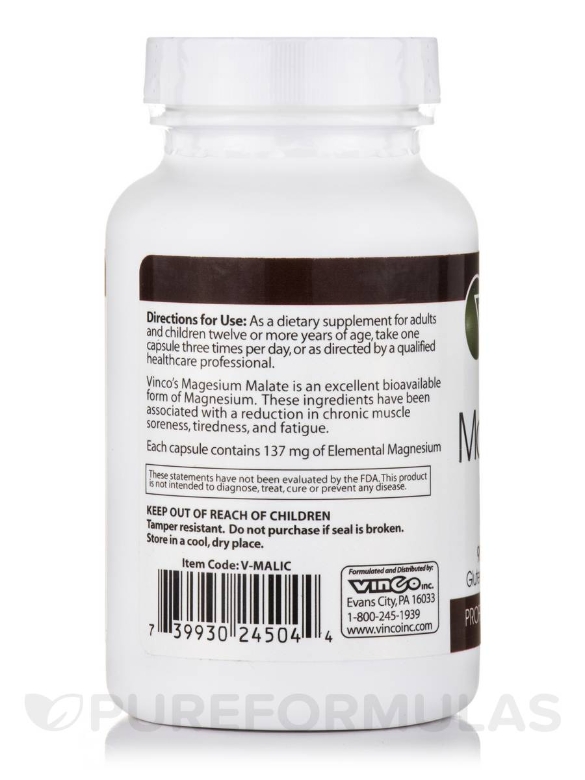 Magnesium Malate - 90 Vegetable Capsules - Alternate View 2