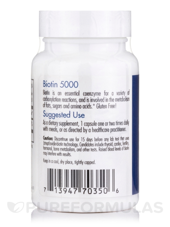 Biotin 5000 - 60 Vegetarian Capsules - Alternate View 2