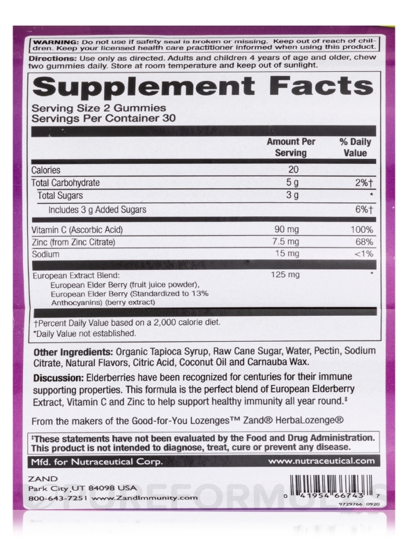 Elderberry Zinc Gummies - 60 Gummies - Alternate View 4