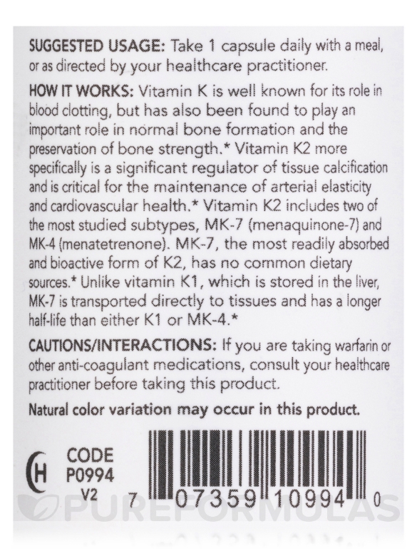 MK-7 Vitamin K2 300 mcg - 60 Veg Capsules - Alternate View 4