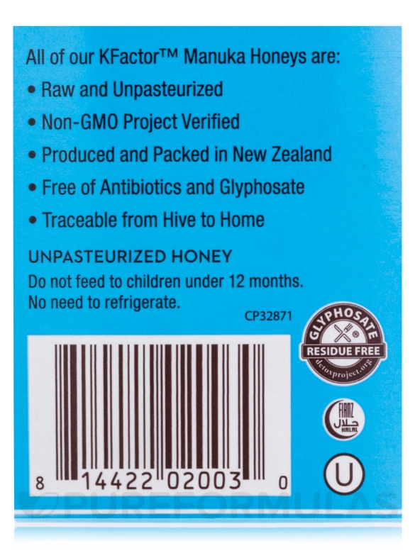 Raw Multifloral Manuka Honey KFactor™ 12 - 17.6 oz (500 Grams) - Alternate View 6