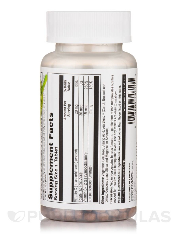 Vegan Iron 25 mg - 100 Tablets - Alternate View 2