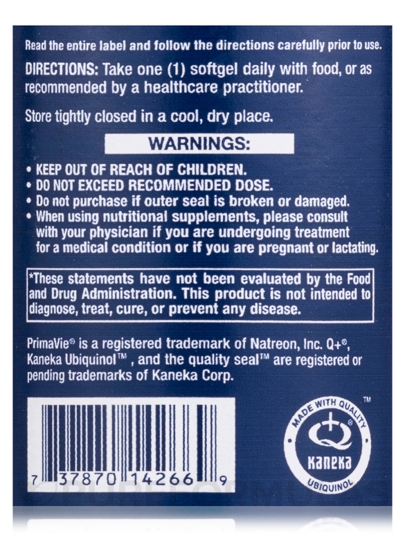 Super Ubiquinol CoQ10 with Enhanced Mitochondrial Support 100 mg - 60 Softgels - Alternate View 4