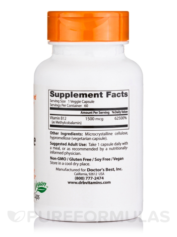 Fully Active B12 1500 mcg - 60 Veggie Capsules - Alternate View 1