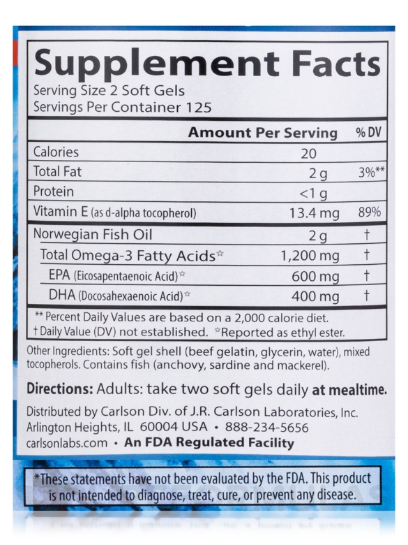 Super Omega-3 Gems® 1200 mg (Wild Caught) - 250 Soft Gels - Alternate View 3