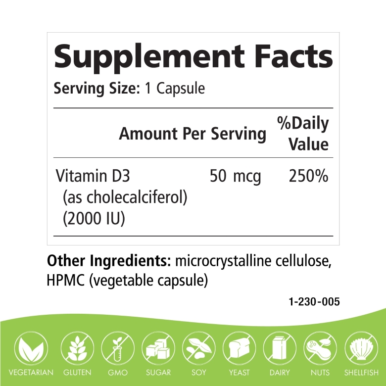 Vitamin-D 2000 IU - 30 Vegi-Caps - Alternate View 2