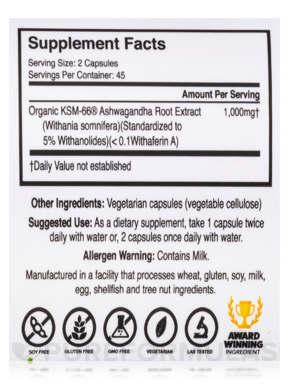 KSM-66® Ashwagandha - 90 Capsules - Alternate View 4