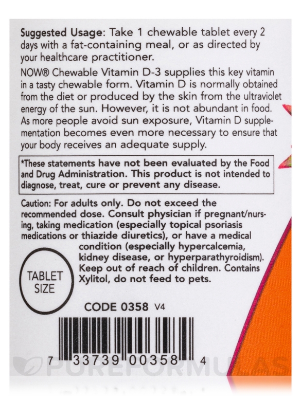 Vitamin D-3 5000 IU (Chewable) - 120 Chewables - Alternate View 4