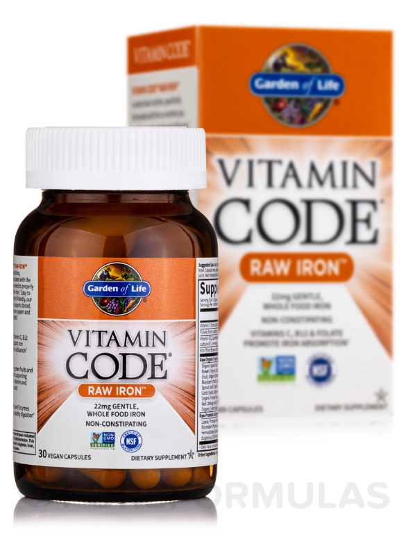 Vitamin Code® - Raw Iron - 30 Vegetarian Capsules - Alternate View 1