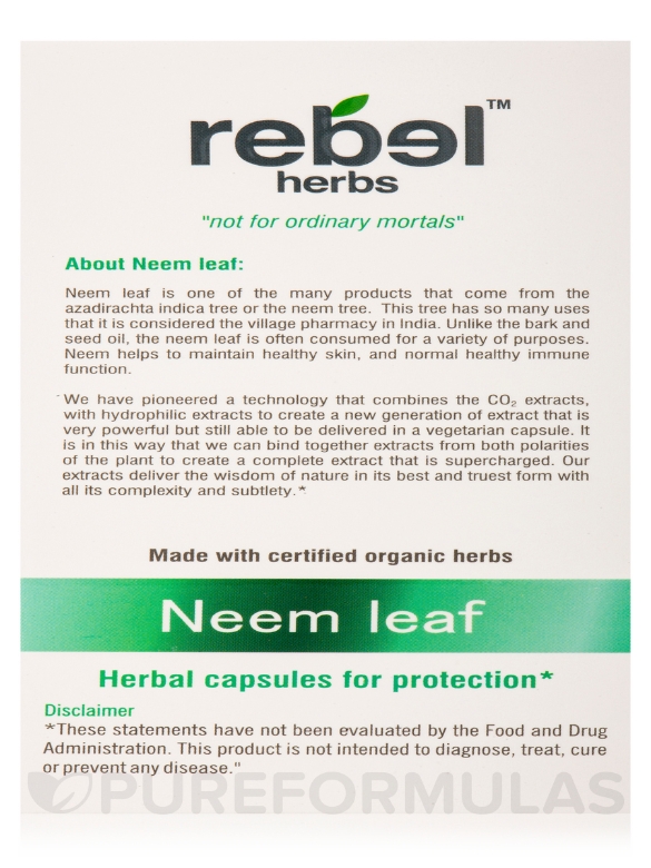 Neem Leaf Capsules - 60 Vegetarian Capsules - Alternate View 8