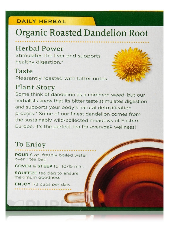 Organic Roasted Dandelion Root Tea - 16 Tea Bags - Alternate View 6