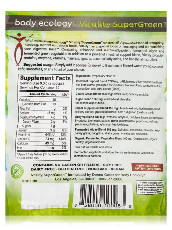 Vitality SuperGreen™ Powder - 9.7 oz (279 Grams) - Alternate View 2