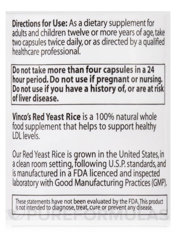 Red Yeast Rice - 120 Vegetarian Capsules - Alternate View 4