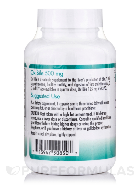 Ox Bile 500 mg - 100 Vegicaps - Alternate View 2