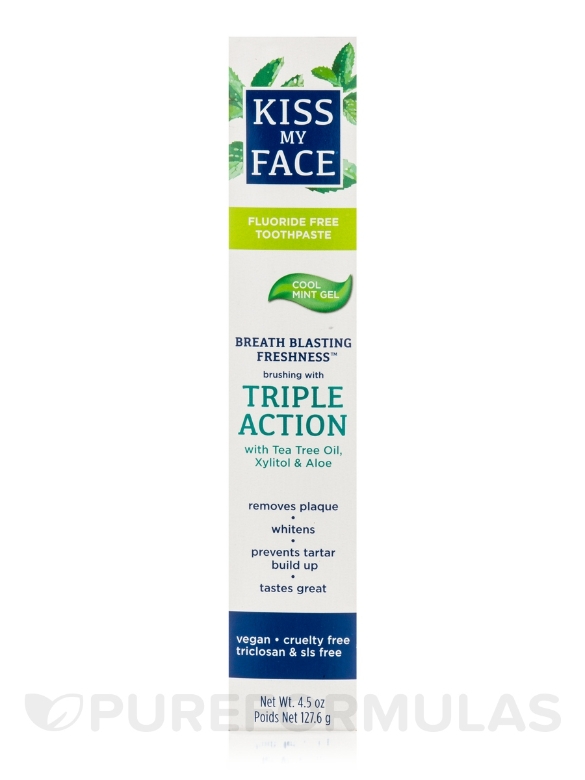 Triple Action Cool Mint Gel Fluoride Free Toothpaste - 4.5 oz (127.6 Grams) - Alternate View 5