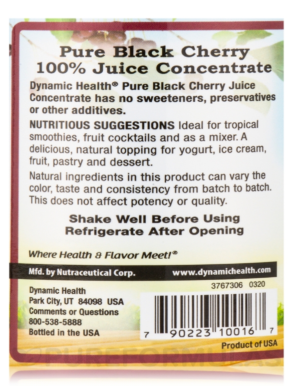 Pure Black Cherry Juice Concentrate (Unsweetened) (Plastic Bottle) - 16 fl. oz (473 ml) - Alternate View 4