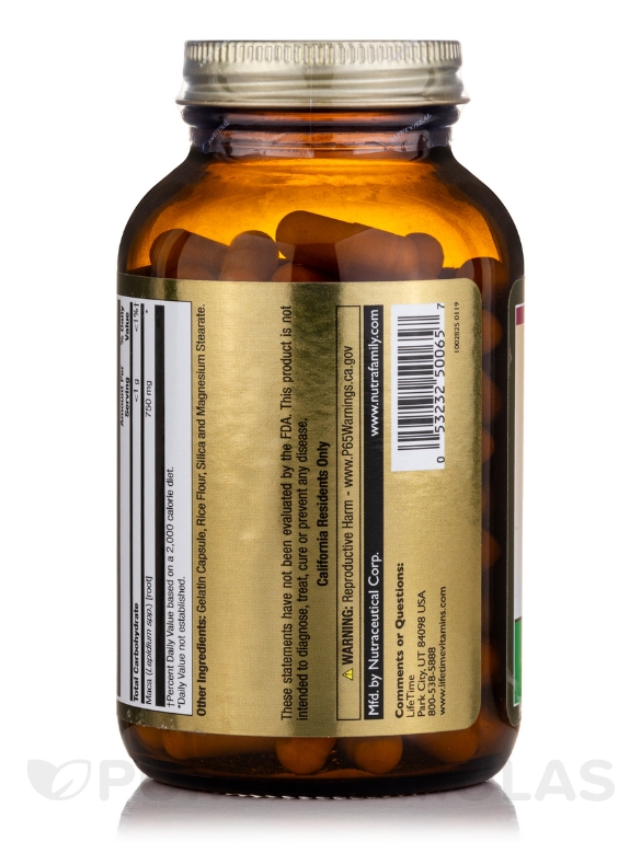 MACA Peruvian 750 mg - 120 Capsules - Alternate View 2