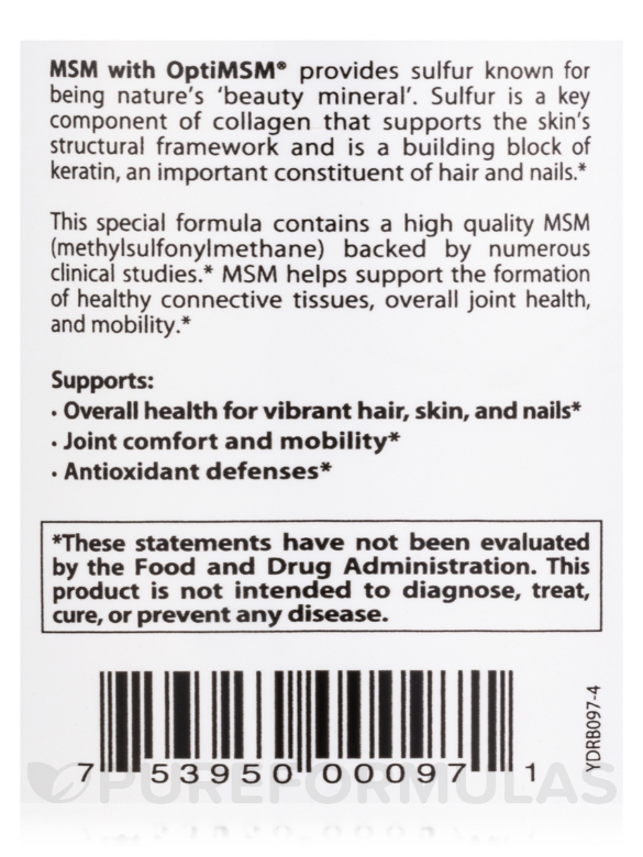 MSM with OptiMSM® 1500 mg - 120 Tablets - Alternate View 4