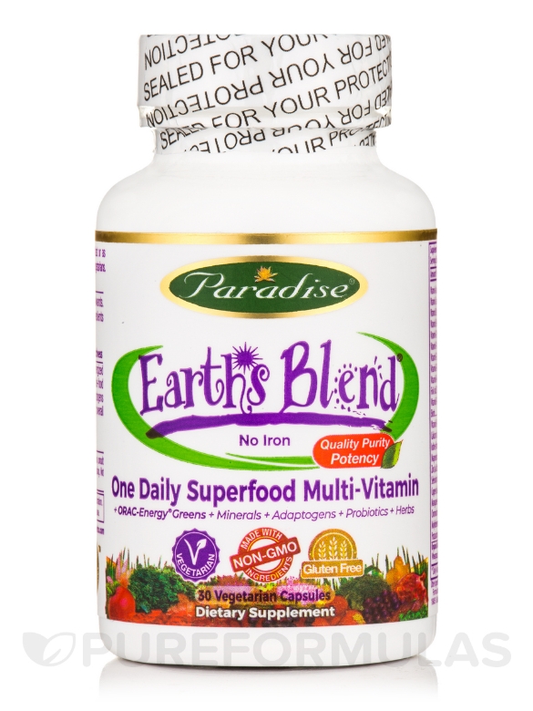 Earth's Blend® One Daily Superfood Multi-Vitamin (No Iron) - 30 Vegetarian Capsules - Alternate View 6