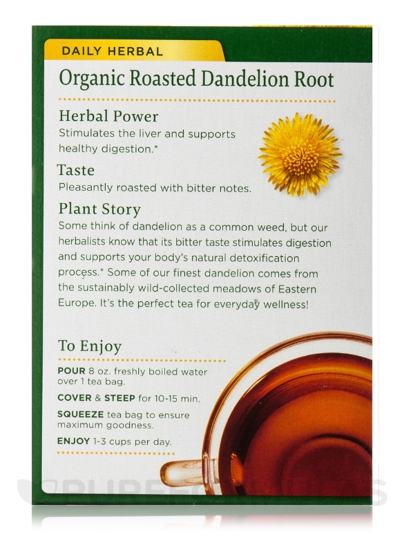 Organic Roasted Dandelion Root Tea - 16 Tea Bags - Alternate View 3