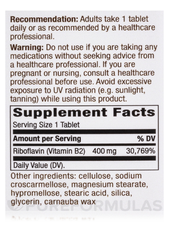 Riboflavin 400 mg (Vitamin B2) - 30 Tablets - Alternate View 4