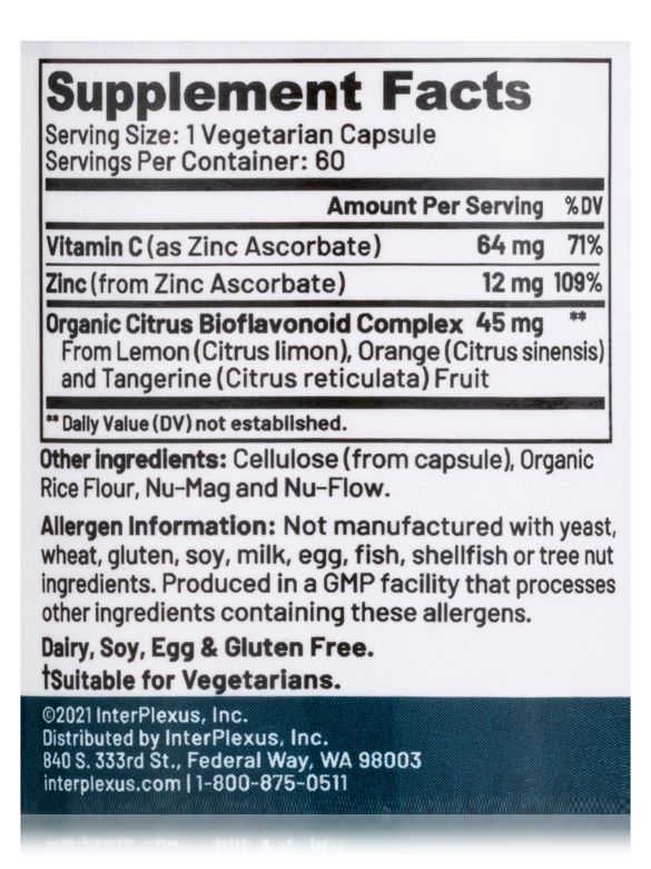 Zinc Plus - 60 Vegetarian Capsules - Alternate View 4