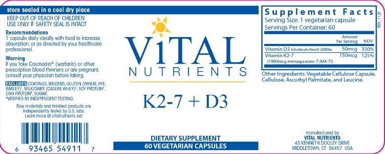 K2-7 + D3 - 60 Vegetarian Capsules - Alternate View 3