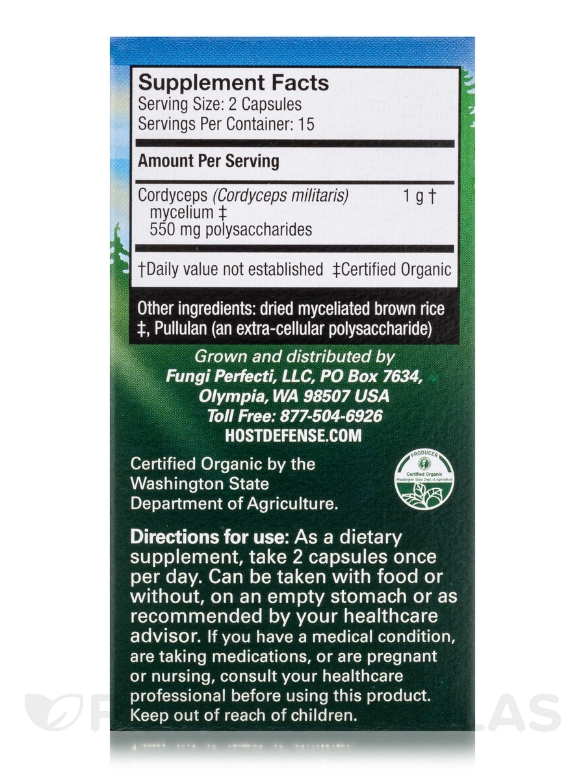 Organic Cordyceps - 30 Vegetarian Capsules - Alternate View 4