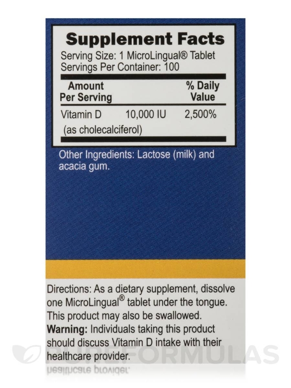 Vitamin D3 10000 IU - Extra Strength - 100 MicroLingual® Tablets - Alternate View 7