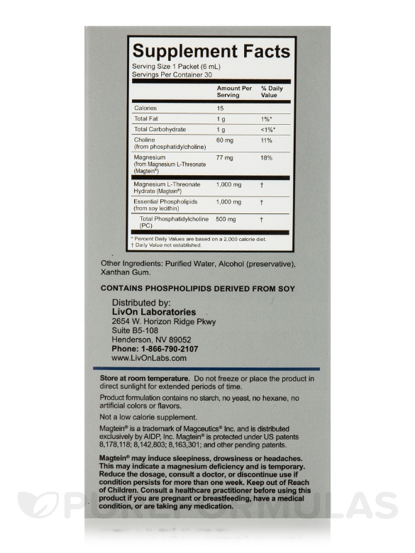 Lypo-Spheric® Magnesium L-Threonate - 30 Packets - Alternate View 3