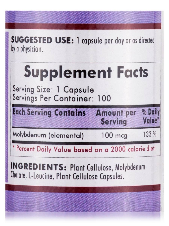 Molybdenum 100 mcg -Hypoallergenic - 100 Capsules - Alternate View 4