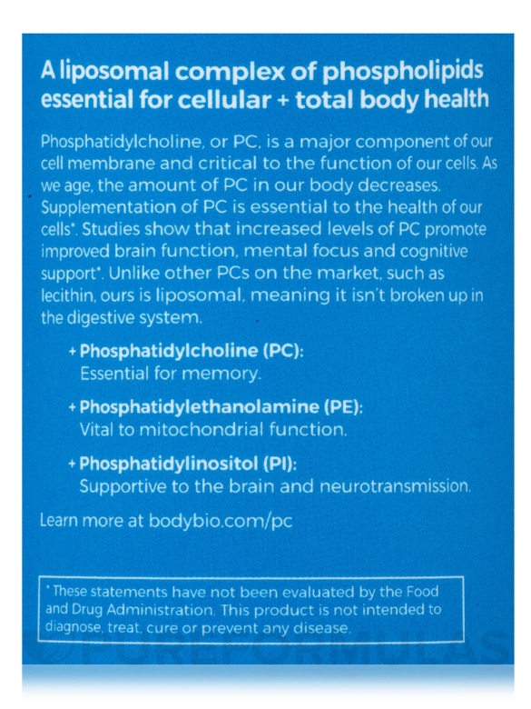 BodyBio PC (Phosphatidylcholine) - 60 Softgels - Alternate View 5