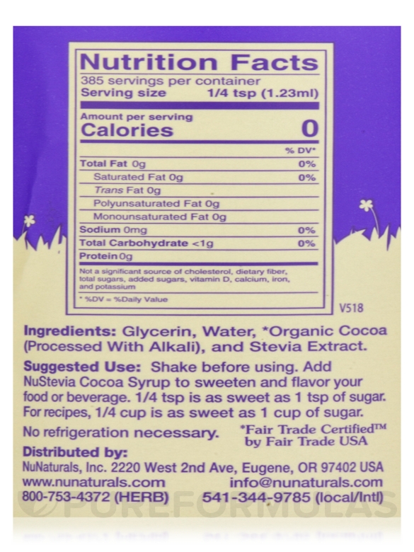 NuStevia Concentrated Cocoa Syrup - 16 fl. oz - Alternate View 3