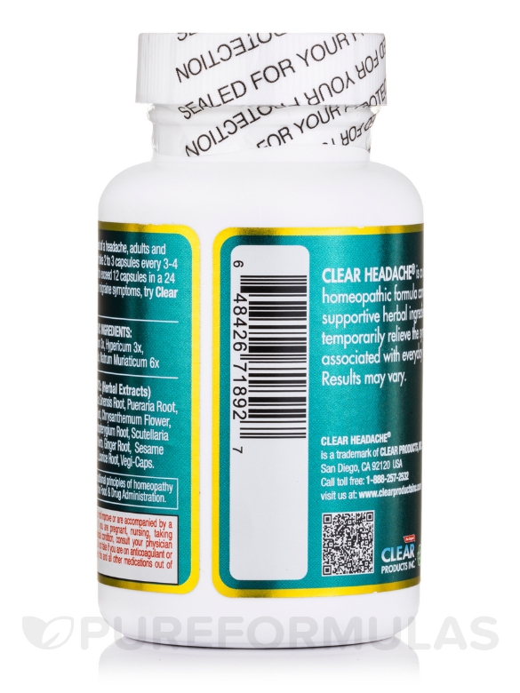 Clear Headache® - 60 Capsules - Alternate View 2